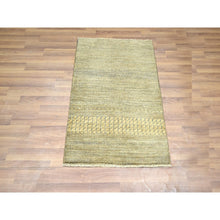 Load image into Gallery viewer, 2&#39;x3&#39; Honey Brown, Modern Grass Design, Hand Knotted, Wool With Touch Of Silk, Tone On Tone, Lush And Plush, Mat, Sample, Oriental Rug FWR458790