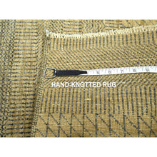 Load image into Gallery viewer, 2&#39;x3&#39; Honey Brown, Modern Grass Design, Hand Knotted, Wool With Touch Of Silk, Tone On Tone, Lush And Plush, Mat, Sample, Oriental Rug FWR458790
