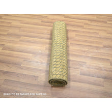 Load image into Gallery viewer, 2&#39;x3&#39; Honey Brown, Modern Grass Design, Hand Knotted, Wool With Touch Of Silk, Tone On Tone, Lush And Plush, Mat, Sample, Oriental Rug FWR458790