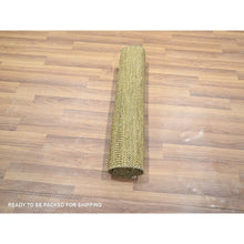 Load image into Gallery viewer, 2&#39;x3&#39; Ecru Brown, Modern Grass Design, Hand Knotted, Wool With Touch Of Silk, Tone On Tone, Lush And Plush, Mat, Sample, Oriental Rug FWR458796