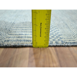 2'x3' Ruddy Blue, Modern Grass Design, Hand Knotted, Wool with touch of Silk, Tone on Tone, Lush and Plush, Sample, Mat, Oriental Rug FWR458808