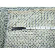 Load image into Gallery viewer, 2&#39;x3&#39; Ruddy Blue, Modern Grass Design, Hand Knotted, Wool with touch of Silk, Tone on Tone, Lush and Plush, Sample, Mat, Oriental Rug FWR458808