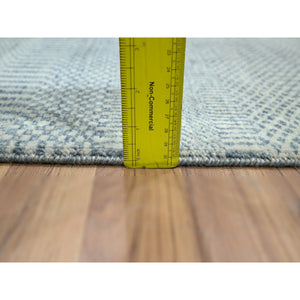2'x3' Yonder Blue, Tone on Tone, Modern Grass Design, Hand Knotted, Wool with touch of Silk, Lush and Plush, Mat, Sample, Oriental Rug FWR458814