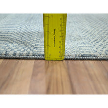 Load image into Gallery viewer, 2&#39;x3&#39; Yonder Blue, Tone On Tone, Modern Grass Design, Hand Knotted, Wool With Touch Of Silk, Lush And Plush, Mat, Sample, Oriental Rug FWR458814