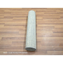 Load image into Gallery viewer, 2&#39;x3&#39; Yonder Blue, Tone On Tone, Modern Grass Design, Hand Knotted, Wool With Touch Of Silk, Lush And Plush, Mat, Sample, Oriental Rug FWR458814