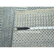 Load image into Gallery viewer, 2&#39;x3&#39; Light Blue, Modern Grass Design, Hand Knotted, Wool with touch of Silk, Tone on Tone, Lush and Plush, Sample, Mat, Oriental Rug FWR458820