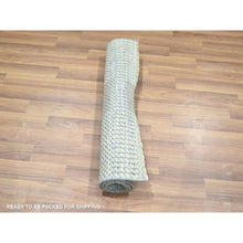 Load image into Gallery viewer, 2&#39;x3&#39; Light Blue, Modern Grass Design, Hand Knotted, Wool with touch of Silk, Tone on Tone, Lush and Plush, Sample, Mat, Oriental Rug FWR458820
