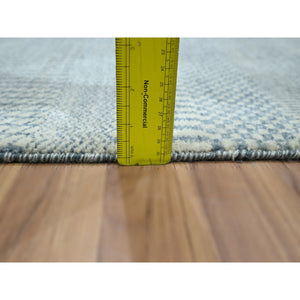 2'x3' Yonder Blue, Modern Grass Design, Tone on Tone, Hand Knotted, Wool with touch of Silk, Lush and Plush, Mat, Sample, Oriental Rug FWR458826