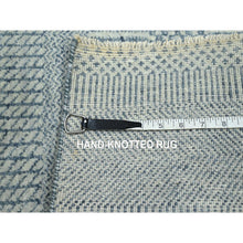Load image into Gallery viewer, 2&#39;x3&#39; Yonder Blue, Modern Grass Design, Tone on Tone, Hand Knotted, Wool with touch of Silk, Lush and Plush, Mat, Sample, Oriental Rug FWR458826