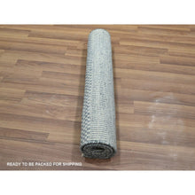 Load image into Gallery viewer, 2&#39;x3&#39; Yonder Blue, Tone on Tone, Modern Grass Design, Hand Knotted, Wool with touch of Silk, Lush and Plush, Mat, Sample, Oriental Rug FWR458814