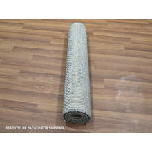 Load image into Gallery viewer, 2&#39;x3&#39; Yonder Blue, Modern Grass Design, Tone On Tone, Hand Knotted, Wool With Touch Of Silk, Lush And Plush, Mat, Sample, Oriental Rug FWR458826