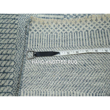 Load image into Gallery viewer, 2&#39;x3&#39; Light Blue, Modern Grass Design, Hand Knotted, Wool with touch of Silk, Tone on Tone, Lush and Plush, Sample, Mat, Oriental Rug FWR458832