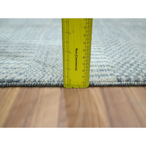 2'x3' Sapphire Blue, Wool with touch of Silk, Tone on Tone, Lush and Plush, Sample, Modern Grass Design, Hand Knotted, Mat, Oriental Rug FWR458838