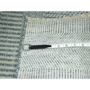2'x3' Sapphire Blue, Wool with touch of Silk, Tone on Tone, Lush and Plush, Sample, Modern Grass Design, Hand Knotted, Mat, Oriental Rug FWR458838