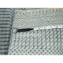 Load image into Gallery viewer, 2&#39;x3&#39; Sky Blue, Modern Grass Design, Hand Knotted, Wool With Touch Of Silk, Tone On Tone, Lush And Plush, Sample, Mat, Oriental Rug FWR458844