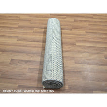 Load image into Gallery viewer, 2&#39;x3&#39; Sky Blue, Tone on Tone, Modern Grass Design, Hand Knotted, Wool with touch of Silk, Lush and Plush, Sample, Mat, Oriental Rug FWR459744