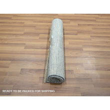 Load image into Gallery viewer, 2&#39;x3&#39; Light Blue, Modern Grass Design, Hand Knotted, Wool with touch of Silk, Tone on Tone, Lush and Plush, Sample, Mat, Oriental Rug FWR458850