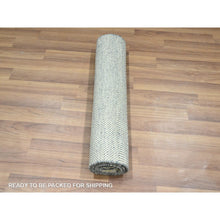 Load image into Gallery viewer, 2&#39;x3&#39; Yonder Blue, Modern Grass Design, Hand Knotted, Wool with touch of Silk, Tone on Tone, Lush and Plush, Sample, Mat, Oriental Rug FWR459762