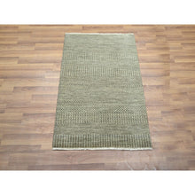 Load image into Gallery viewer, 2&#39;x3&#39; Coffee Brown, Modern Grass Design, Hand Knotted, Wool With Touch Of Silk, Tone On Tone, Lush And Plush, Sample, Mat, Oriental Rug FWR458862