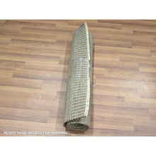 Load image into Gallery viewer, 2&#39;x3&#39; Coffee Brown, Modern Grass Design, Hand Knotted, Wool With Touch Of Silk, Tone On Tone, Lush And Plush, Sample, Mat, Oriental Rug FWR458862