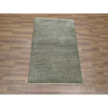 Load image into Gallery viewer, 2&#39;x3&#39; Cedar Brown, Hand Knotted, Wool With Touch Of Silk, Tone On Tone, Lush And Plush, Sample, Modern Grass Design, Mat, Oriental Rug FWR458868