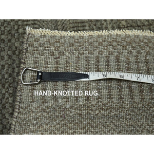 2'x3' Cedar Brown, Hand Knotted, Wool With Touch Of Silk, Tone On Tone, Lush And Plush, Sample, Modern Grass Design, Mat, Oriental Rug FWR458868