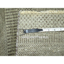 Load image into Gallery viewer, 2&#39;x3&#39; Stone Gray, Hand Knotted, Wool With Touch Of Silk, Tone On Tone, Lush And Plush, Sample, Modern Grass Design, Mat, Oriental Rug FWR458886