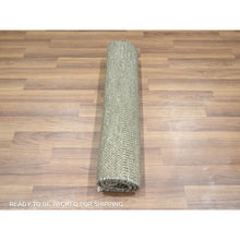 Load image into Gallery viewer, 2&#39;x3&#39; Stone Gray, Hand Knotted, Wool With Touch Of Silk, Tone On Tone, Lush And Plush, Sample, Modern Grass Design, Mat, Oriental Rug FWR458886