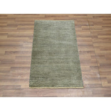 Load image into Gallery viewer, 2&#39;x3&#39; Light Brown, Wool With Touch Of Silk, Tone On Tone, Lush And Plush, Sample, Modern Grass Design, Hand Knotted, Mat, Oriental Rug FWR458892