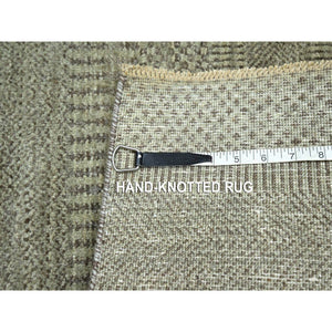 2'x3' Light Brown, Wool With Touch Of Silk, Tone On Tone, Lush And Plush, Sample, Modern Grass Design, Hand Knotted, Mat, Oriental Rug FWR458892