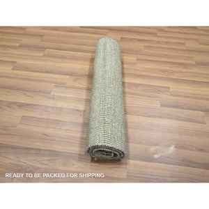 2'x3' Light Brown, Wool With Touch Of Silk, Tone On Tone, Lush And Plush, Sample, Modern Grass Design, Hand Knotted, Mat, Oriental Rug FWR458892