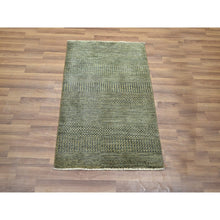 Load image into Gallery viewer, 2&#39;x3&#39; Umber Brown, Lush And Plush, Sample, Modern Grass Design, Tone On Tone, Hand Knotted, Wool With Touch Of Silk, Mat, Oriental Rug FWR458898