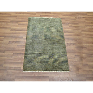 2'x3' Umber Brown, Lush And Plush, Sample, Modern Grass Design, Tone On Tone, Hand Knotted, Wool With Touch Of Silk, Mat, Oriental Rug FWR458898