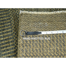 Load image into Gallery viewer, 2&#39;x3&#39; Umber Brown, Lush And Plush, Sample, Modern Grass Design, Tone On Tone, Hand Knotted, Wool With Touch Of Silk, Mat, Oriental Rug FWR458898