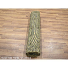 Load image into Gallery viewer, 2&#39;x3&#39; Umber Brown, Lush And Plush, Sample, Modern Grass Design, Tone On Tone, Hand Knotted, Wool With Touch Of Silk, Mat, Oriental Rug FWR458898