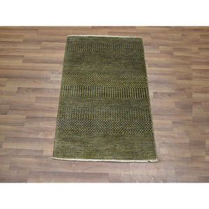 2'x3' Golden Brown, Tone On Tone, Lush And Plush, Sample, Modern Grass Design, Hand Knotted, Wool With Touch Of Silk, Mat, Oriental Rug FWR458904