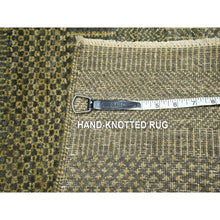 Load image into Gallery viewer, 2&#39;x3&#39; Golden Brown, Tone On Tone, Lush And Plush, Sample, Modern Grass Design, Hand Knotted, Wool With Touch Of Silk, Mat, Oriental Rug FWR458904