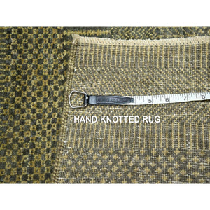 2'x3' Golden Brown, Tone On Tone, Lush And Plush, Sample, Modern Grass Design, Hand Knotted, Wool With Touch Of Silk, Mat, Oriental Rug FWR458904