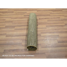 Load image into Gallery viewer, 2&#39;x3&#39; Golden Brown, Tone On Tone, Lush And Plush, Sample, Modern Grass Design, Hand Knotted, Wool With Touch Of Silk, Mat, Oriental Rug FWR458904