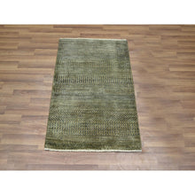 Load image into Gallery viewer, 2&#39;x3&#39; Cedar Brown, Lush And Plush, Sample, Modern Grass Design, Hand Knotted, Wool With Touch Of Silk, Tone On Tone, Mat, Oriental Rug FWR458910