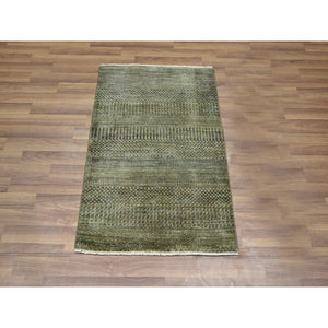 2'x3' Cedar Brown, Lush And Plush, Sample, Modern Grass Design, Hand Knotted, Wool With Touch Of Silk, Tone On Tone, Mat, Oriental Rug FWR458910