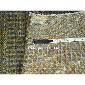 2'x3' Cedar Brown, Lush And Plush, Sample, Modern Grass Design, Hand Knotted, Wool With Touch Of Silk, Tone On Tone, Mat, Oriental Rug FWR458910