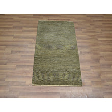 Load image into Gallery viewer, 2&#39;x3&#39; Coffee Brown, Modern Grass Design, Hand Knotted, Wool With Touch Of Silk, Tone On Tone, Lush And Plush, Sample, Mat, Oriental Rug FWR458916