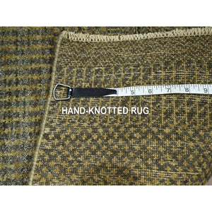 2'x3' Coffee Brown, Modern Grass Design, Hand Knotted, Wool With Touch Of Silk, Tone On Tone, Lush And Plush, Sample, Mat, Oriental Rug FWR458916