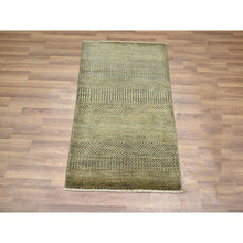 Load image into Gallery viewer, 2&#39;x3&#39; Mocha Brown, Lush And Plush, Sample, Modern Grass Design, Hand Knotted, Wool With Touch Of Silk, Tone On Tone, Mat, Oriental Rug FWR458922