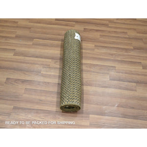 2'x3' Mocha Brown, Lush And Plush, Sample, Modern Grass Design, Hand Knotted, Wool With Touch Of Silk, Tone On Tone, Mat, Oriental Rug FWR458922