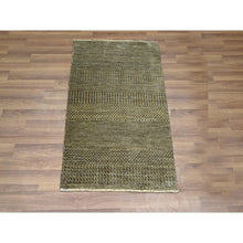 Load image into Gallery viewer, 2&#39;x3&#39; Chocolate Brown, Hand Knotted, Wool With Touch Of Silk, Tone On Tone, Lush And Plush, Sample, Modern Grass Design, Mat, Oriental Rug FWR458928