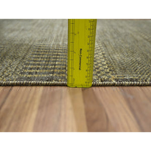 2'x3' Chocolate Brown, Hand Knotted, Wool With Touch Of Silk, Tone On Tone, Lush And Plush, Sample, Modern Grass Design, Mat, Oriental Rug FWR458928