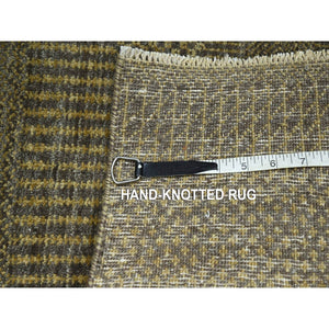 2'x3' Chocolate Brown, Hand Knotted, Wool With Touch Of Silk, Tone On Tone, Lush And Plush, Sample, Modern Grass Design, Mat, Oriental Rug FWR458928