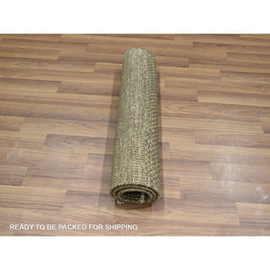 2'x3' Chocolate Brown, Hand Knotted, Wool With Touch Of Silk, Tone On Tone, Lush And Plush, Sample, Modern Grass Design, Mat, Oriental Rug FWR458928